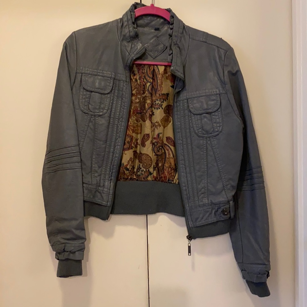 Jou Jou grey faux leather jacket